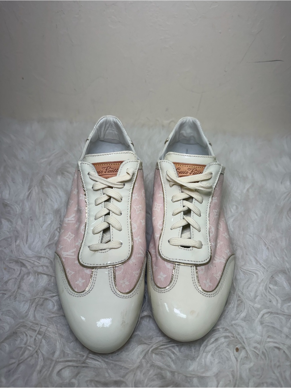 Louis Vuitton Pink and White Monogram Sneakers